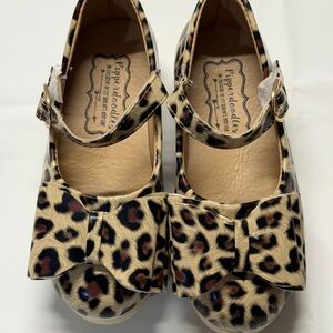 Leopard Print Kids Dress Shoes with Bow
